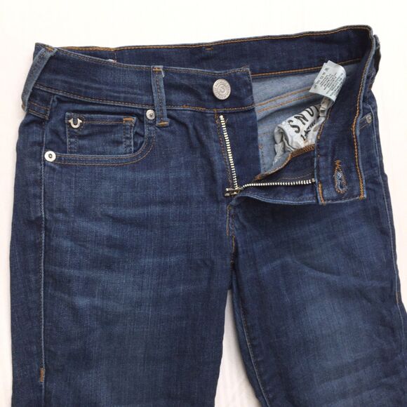 TRUE RELIGION Cora Jean Women 24 (actual 28x34) Straight Slim Stretch Blue Denim - Picture 3 of 12